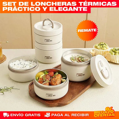 Portacomidas y Lonchera Térmica – Set x4